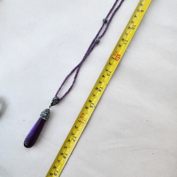 Crown Nine CN Long Necklace 36" Amethyst, Purple Crystal New - Picture 9 of 9